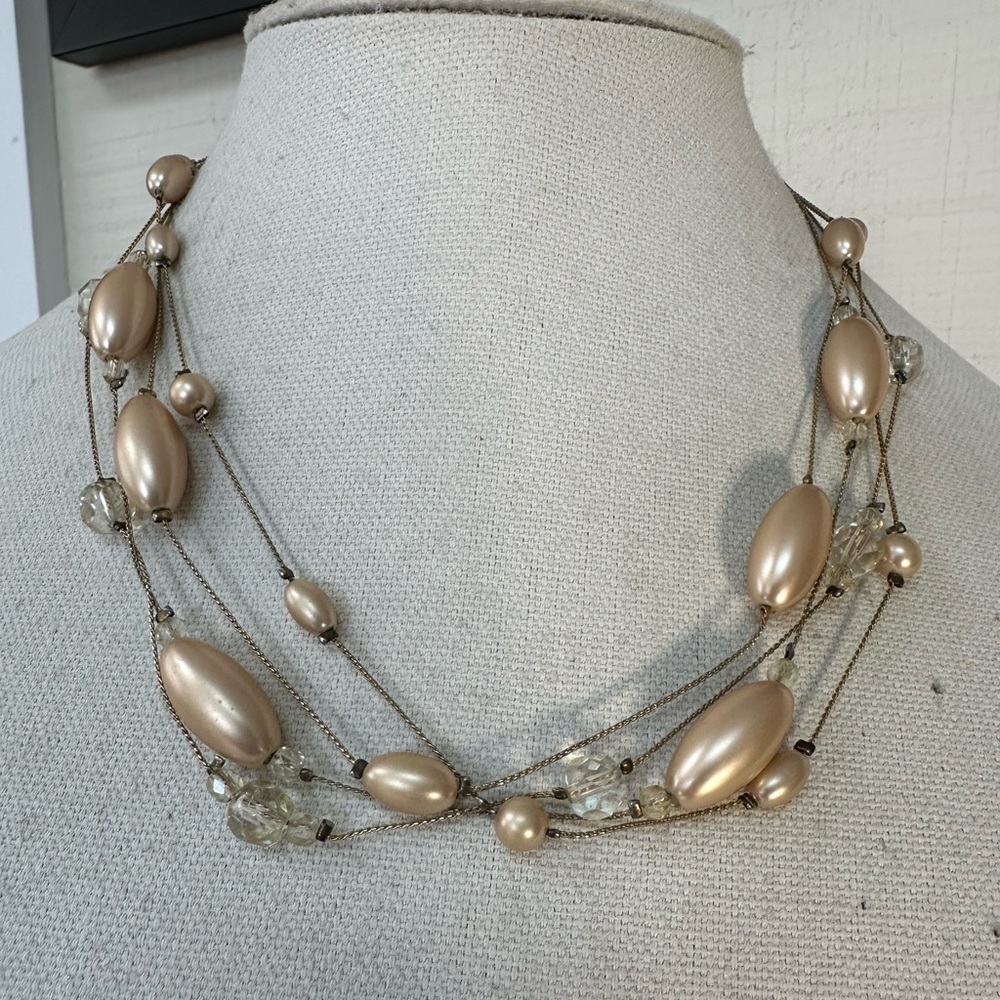 Multi strand infinity style pearl bead necklace